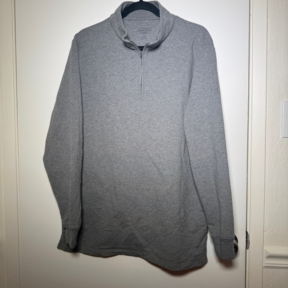 Pendleton Light Gray Quarter-Zip Pullover Mens La… - image 1